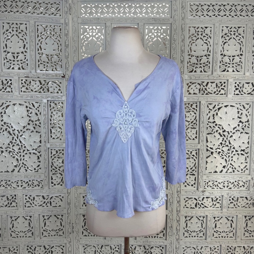 Nature Art Y2k Quarter Sleeve Blouse Sz Medium Crochet Fairy Artsy Art To Wear